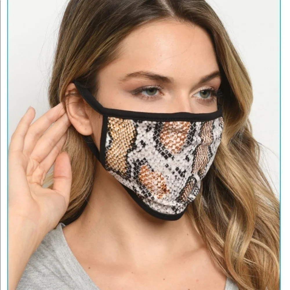 Soft 2 ply face mask, snakeskin design, new